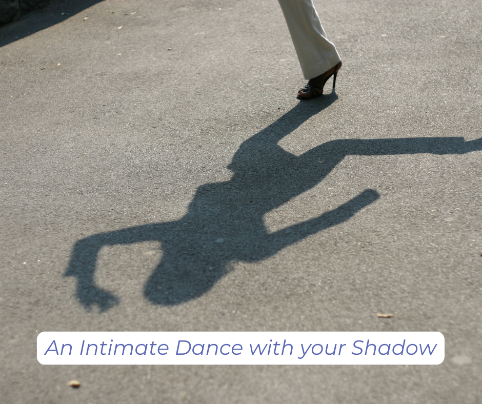 A woman dancing with her shadow