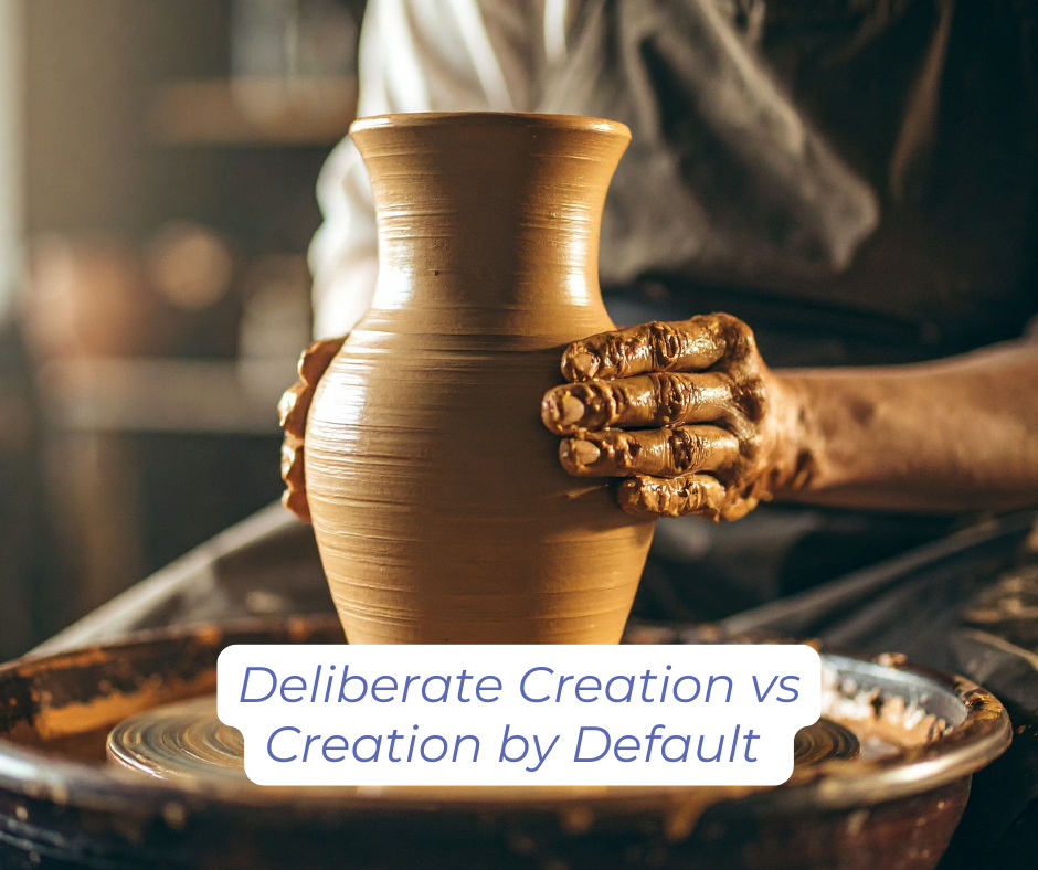 A potter at the potter's wheel creating deliberately