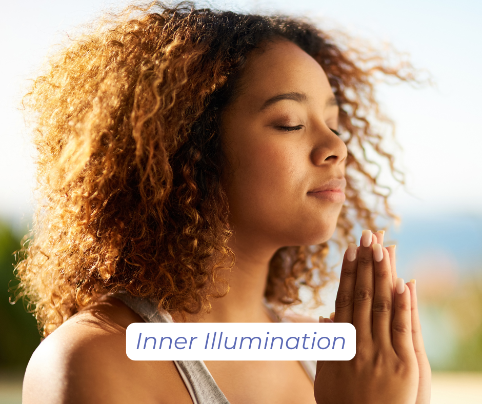 Woman glowing with hands in prayer