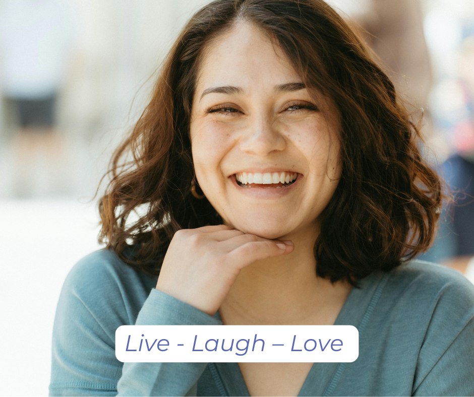 Happy woman smiling. Live - Laugh – Love
