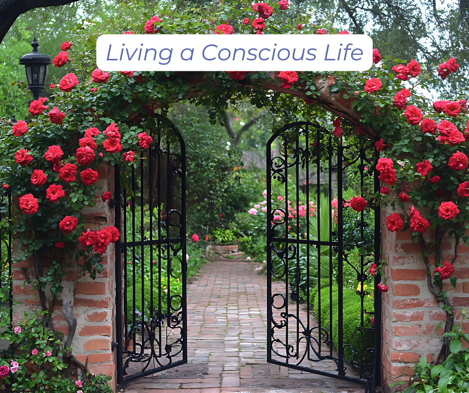 An open gate leading to a unique pathway chosen for Living a Conscious Life